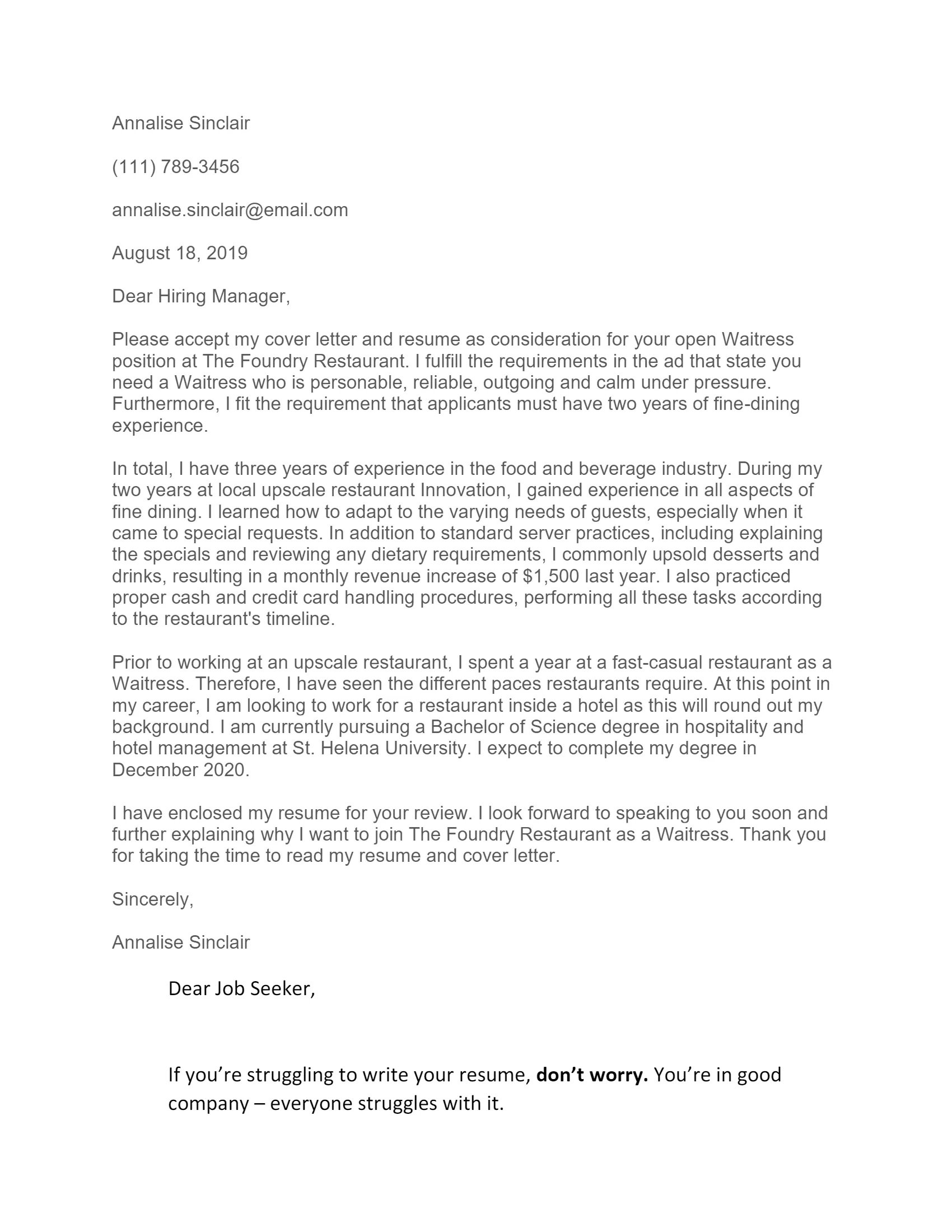 42843 cover letter formatting