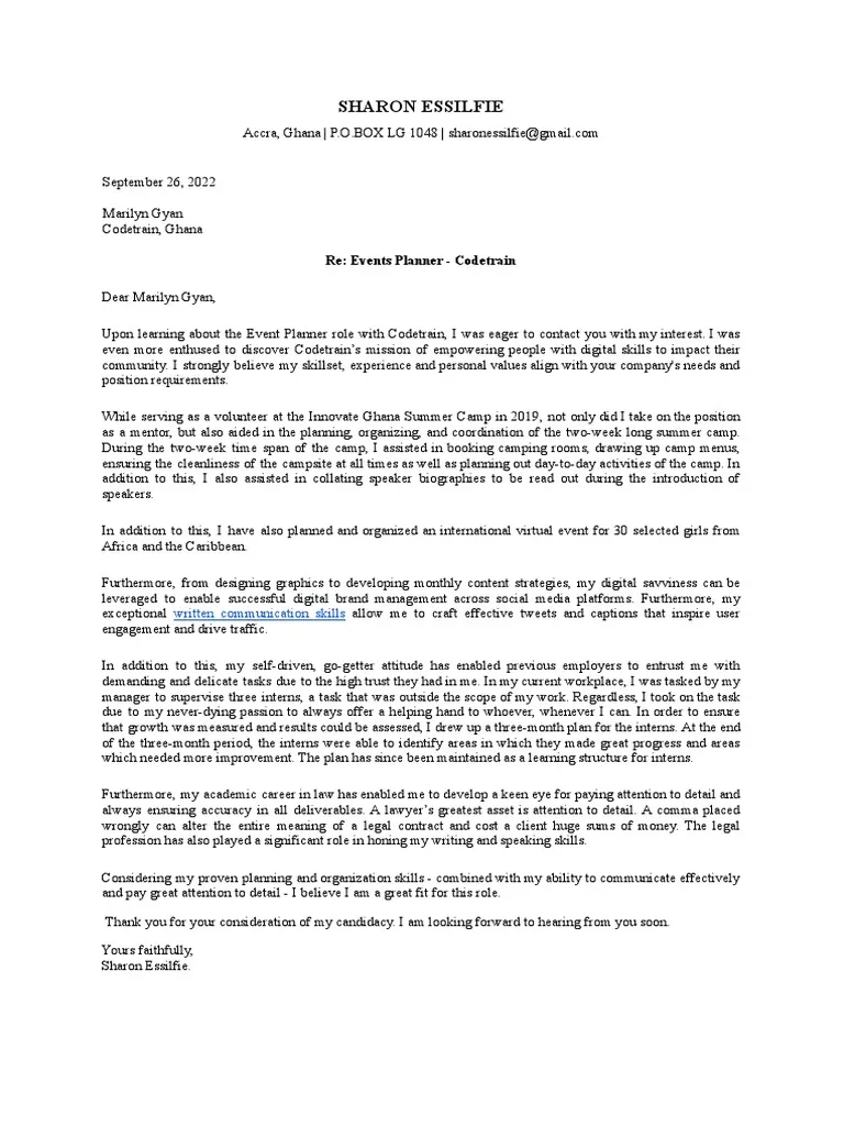 42846 event planner cover letter header