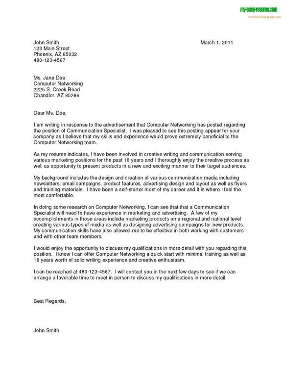 42849 contact information cover letter
