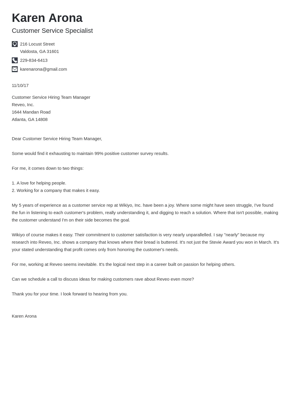 42861 cover letter address block