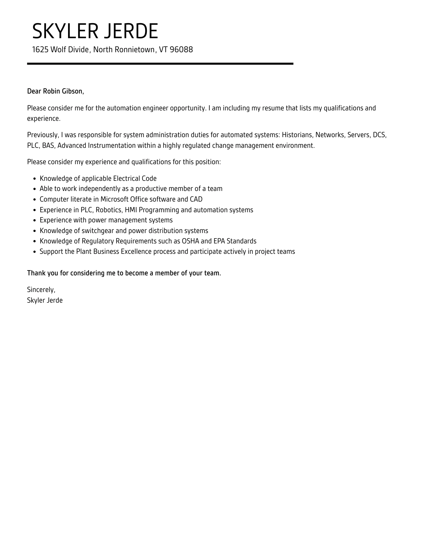 42870 automation engineer skills communication