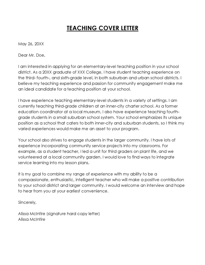 42875 teaching cover letter examples