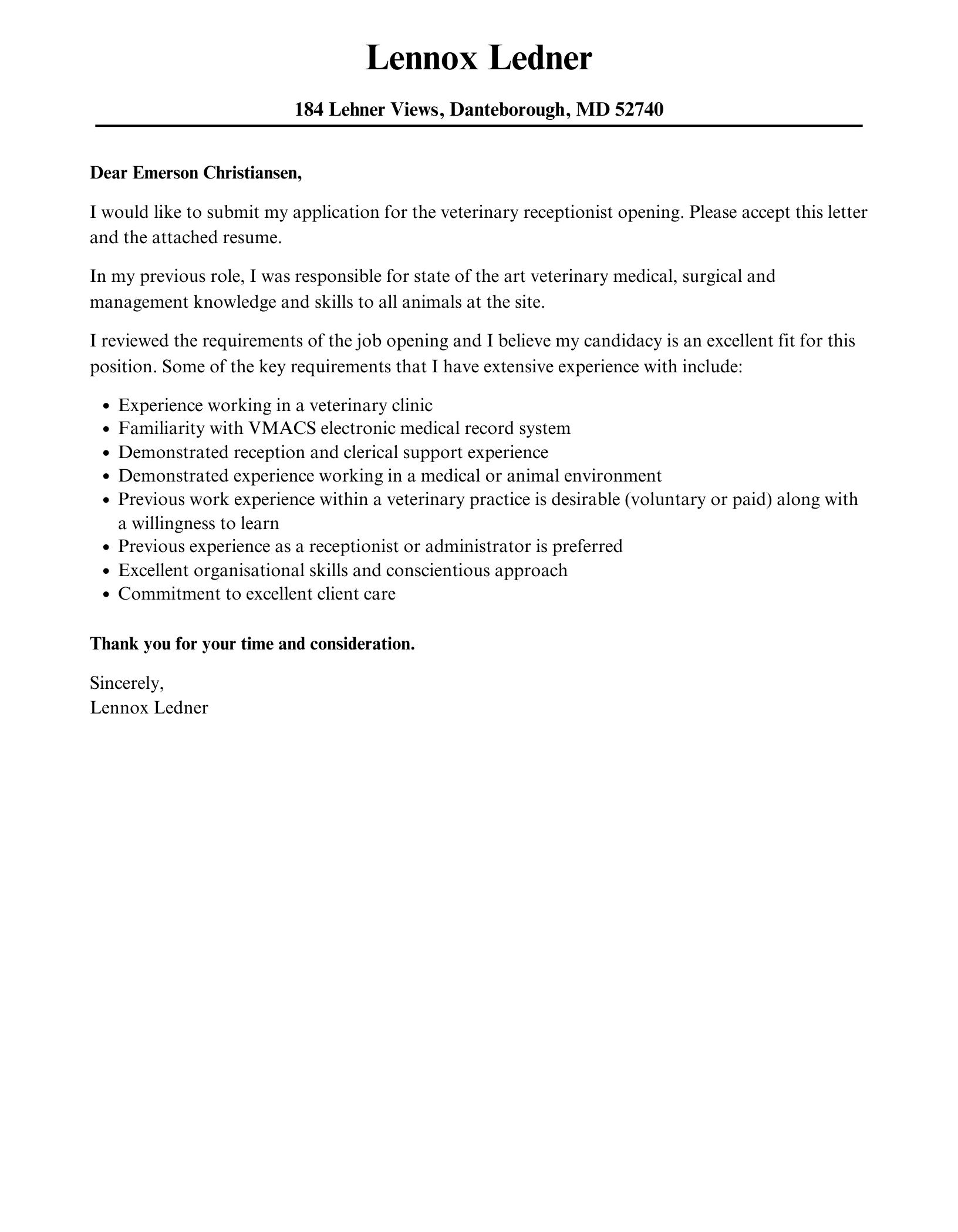 42878 vet receptionist practice