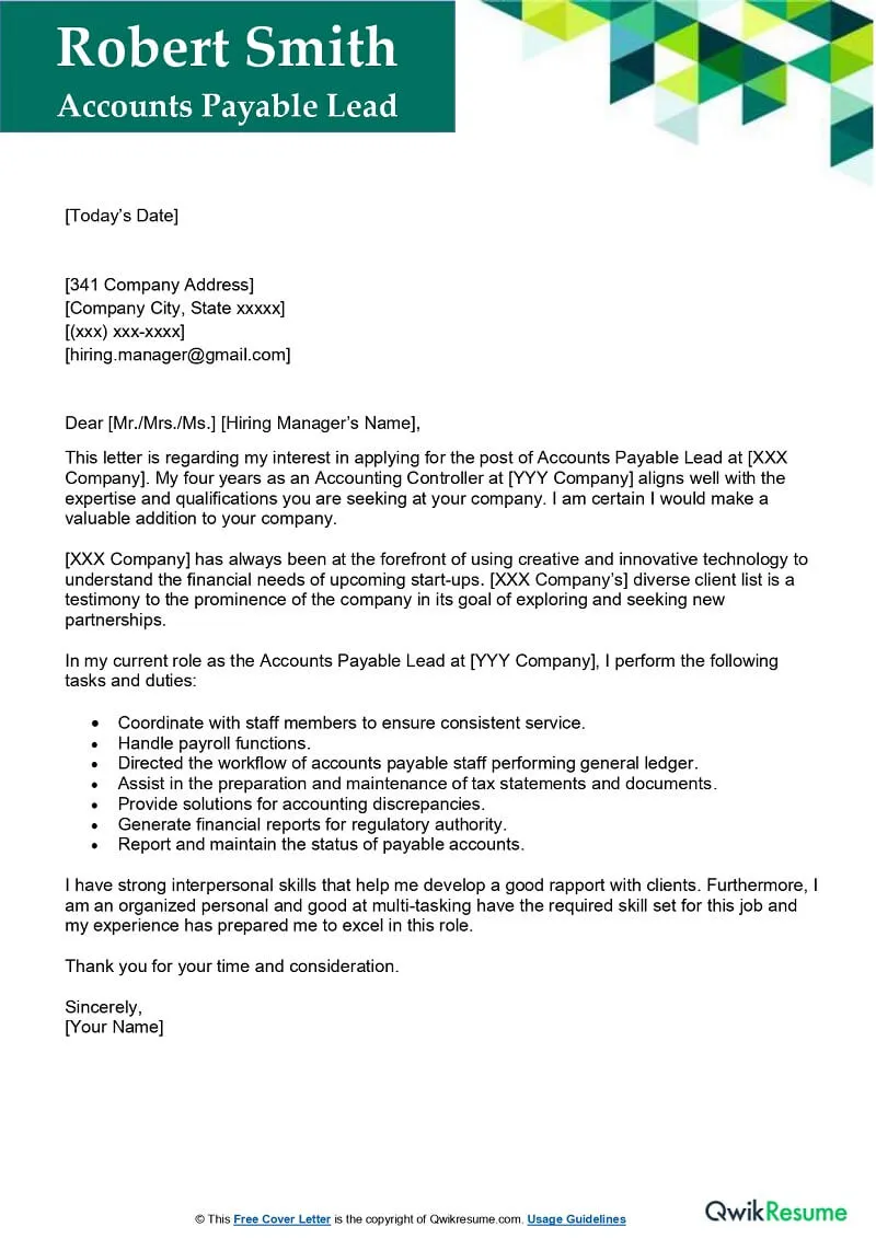 42881 accounts payable cover letter hero