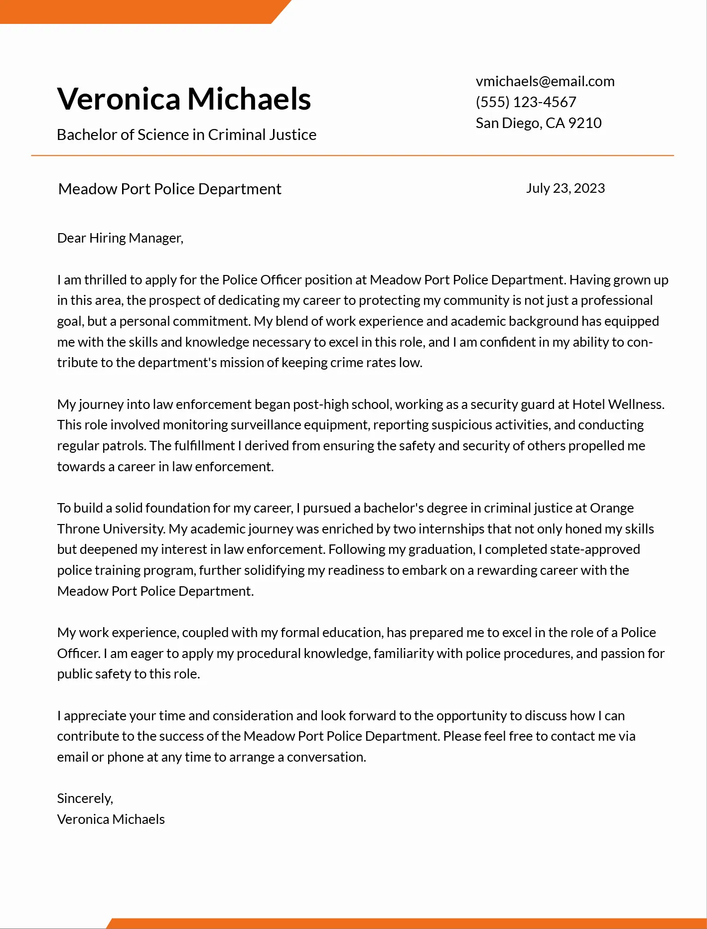 42901 police cover letter formatting