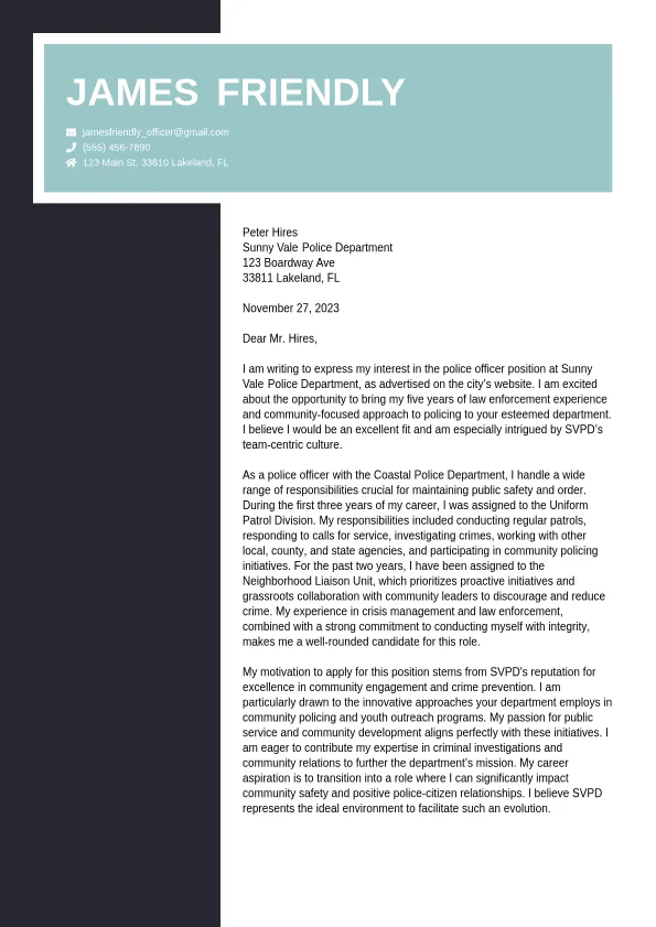 42901 police cover letter skills