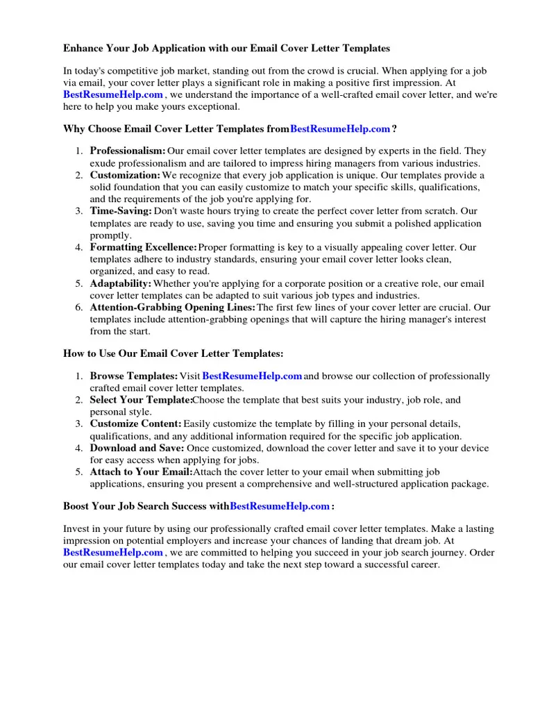 42909 cover letter email overview