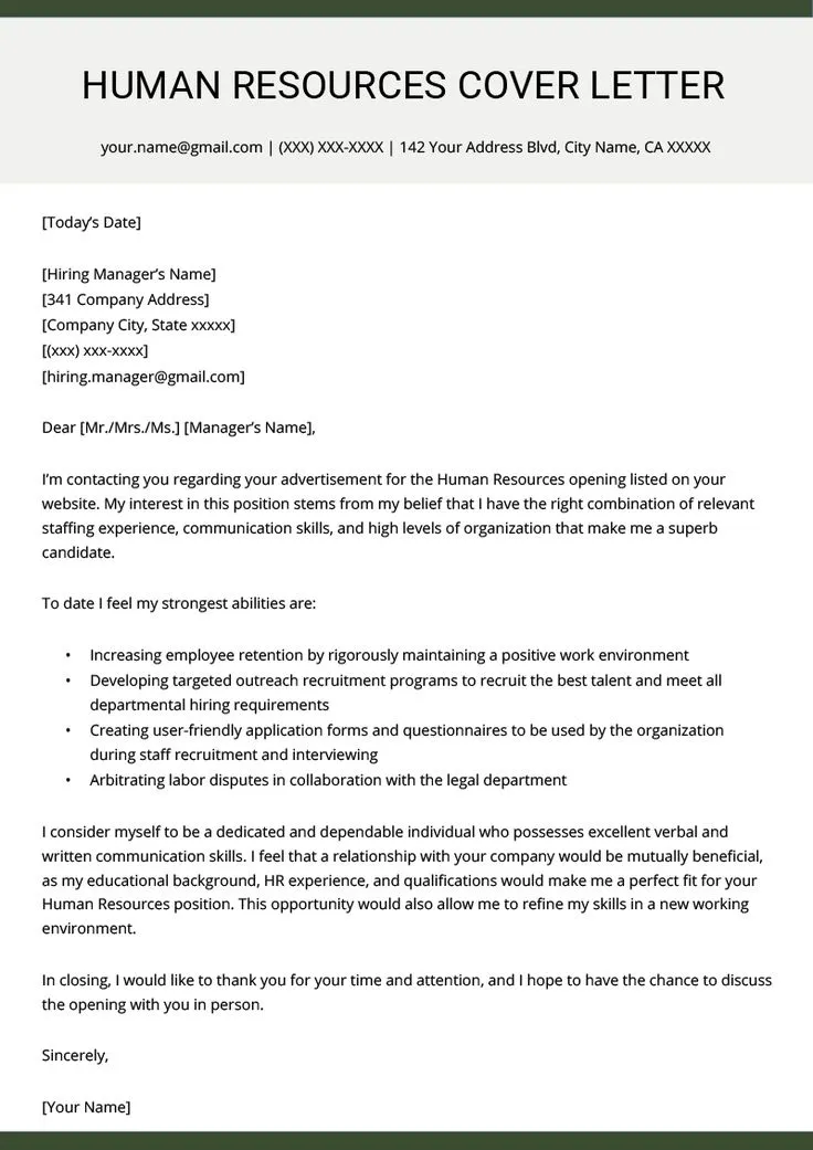 42911 hr cover letter importance