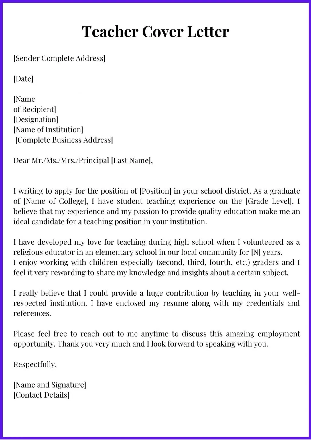 42912 teacher cover letter header