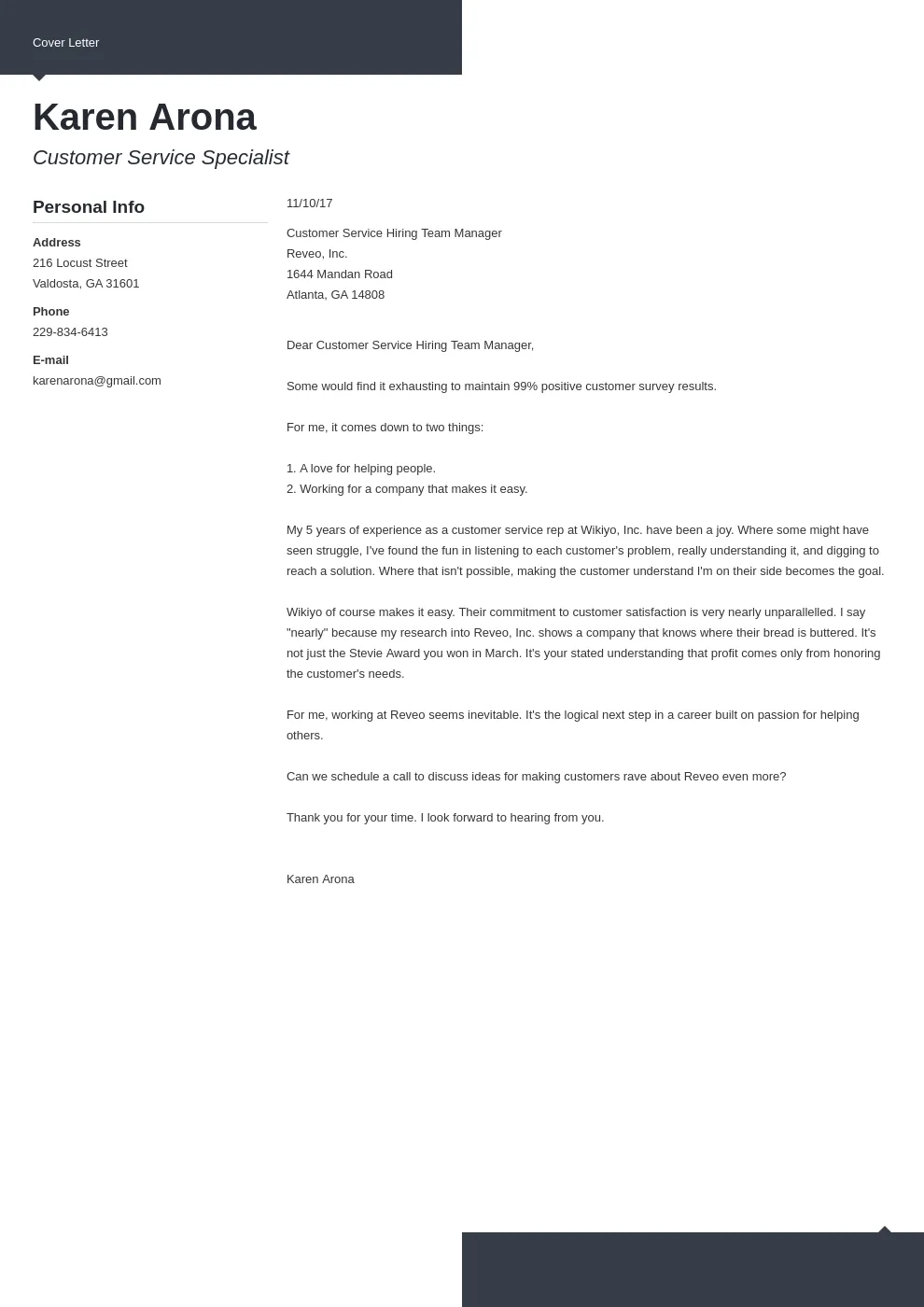 42916 cover letter formatting