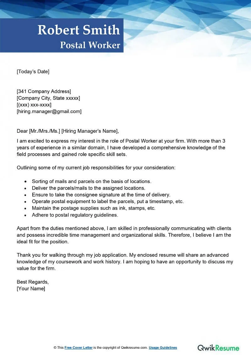 42919 post office cover letter formatting
