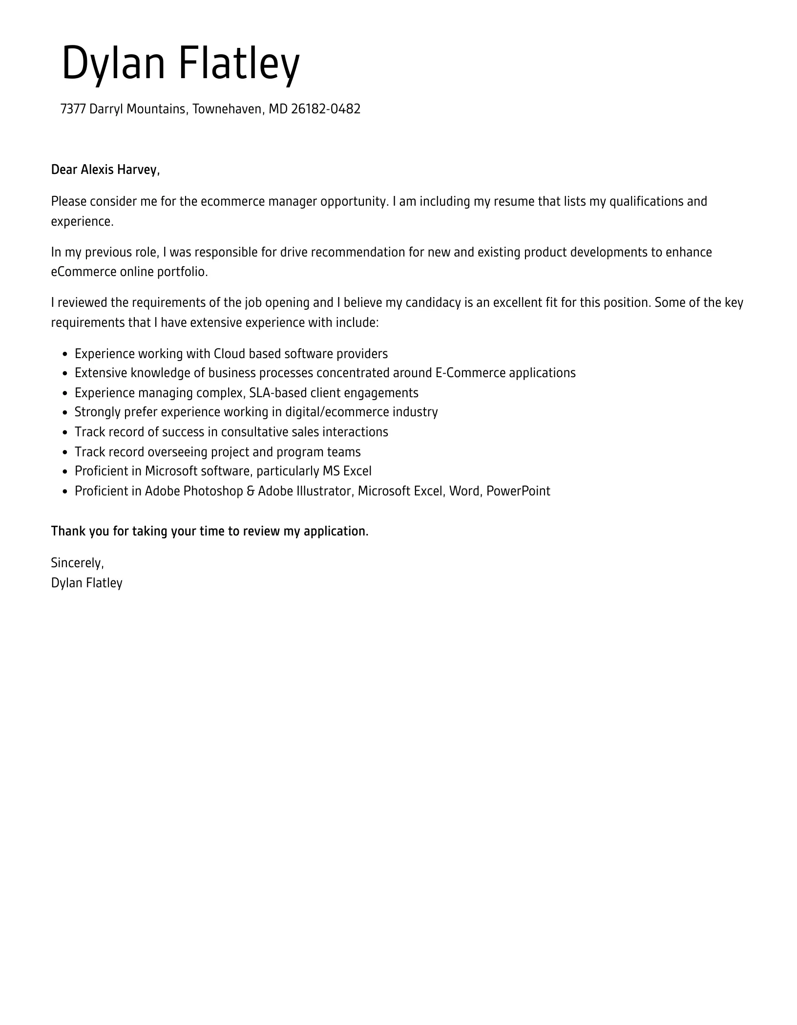 42929 ecommerce manager job application