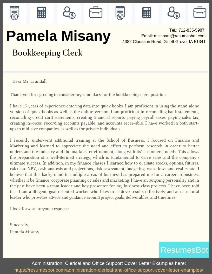 42930 bookkeeping cover letter components