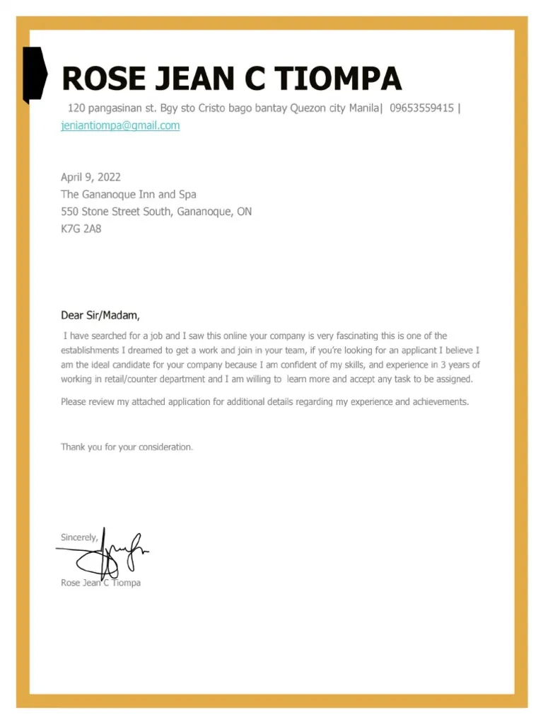 42932 cover letter formatting