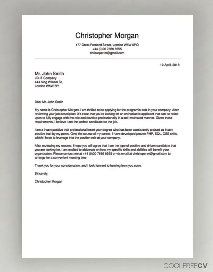 42932 professional cover letter
