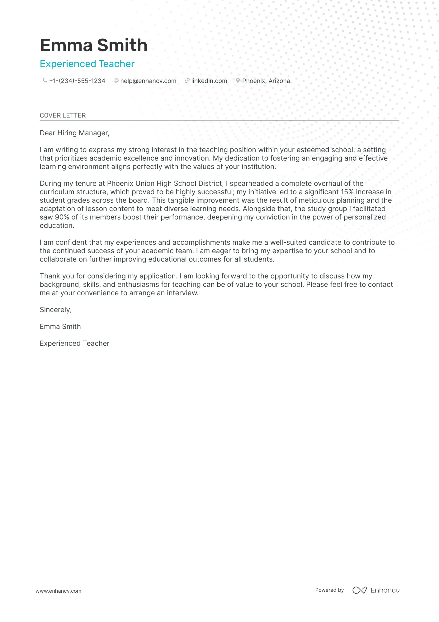 42942 new teacher cover letter school