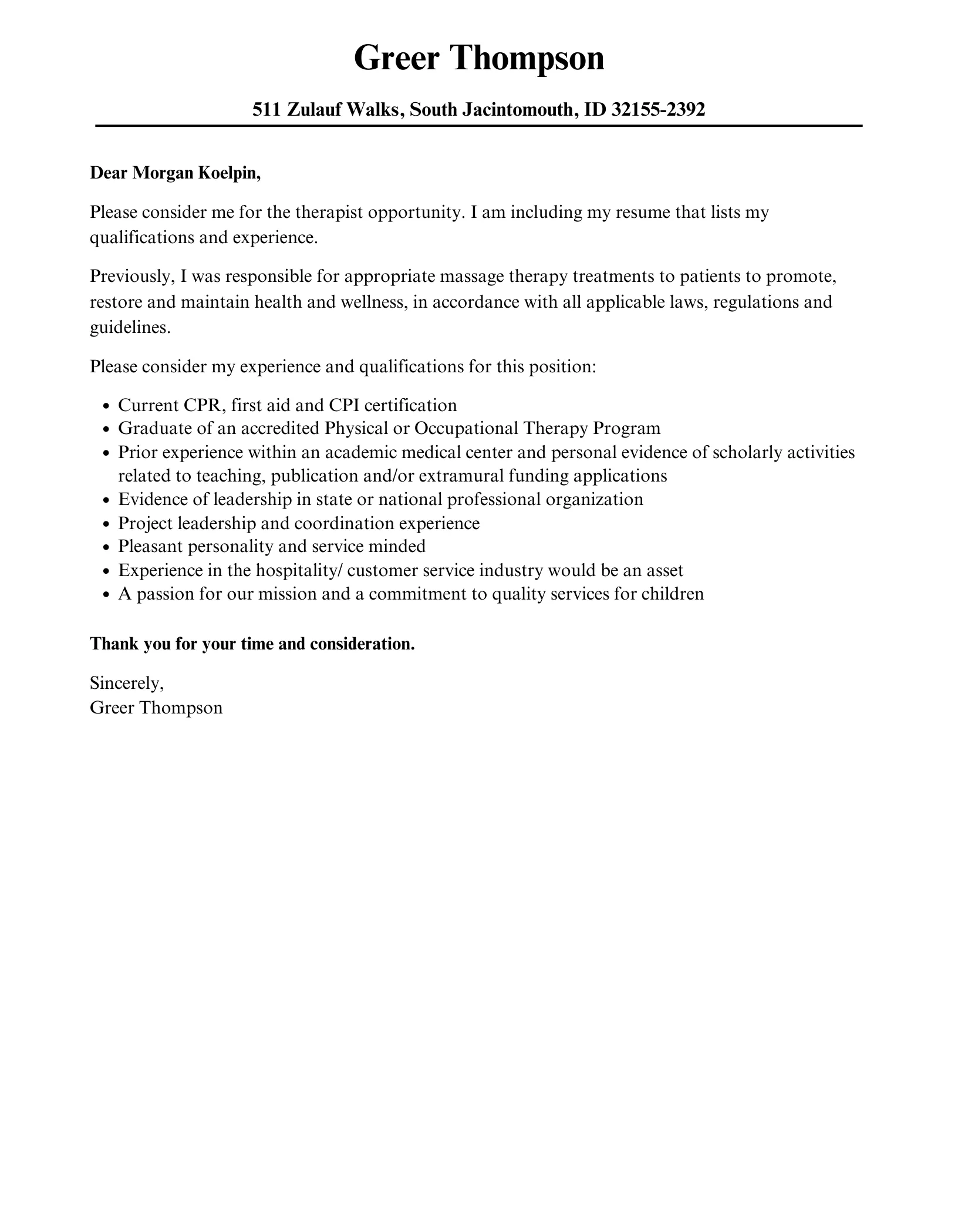 42950 therapist job application tips