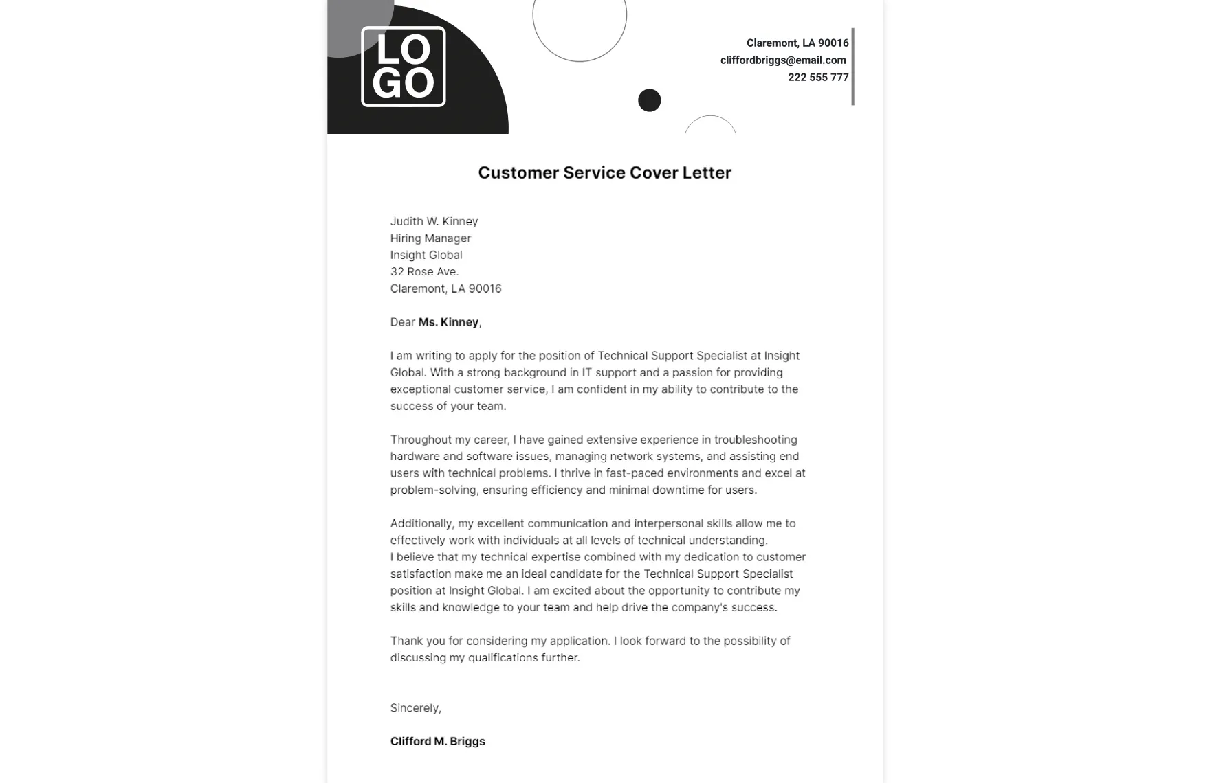 42951 customer service template closing
