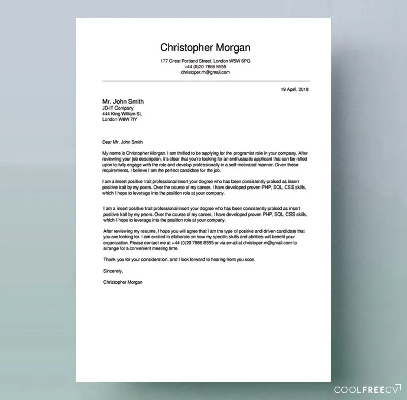 42953 expressing enthusiasm cover letter