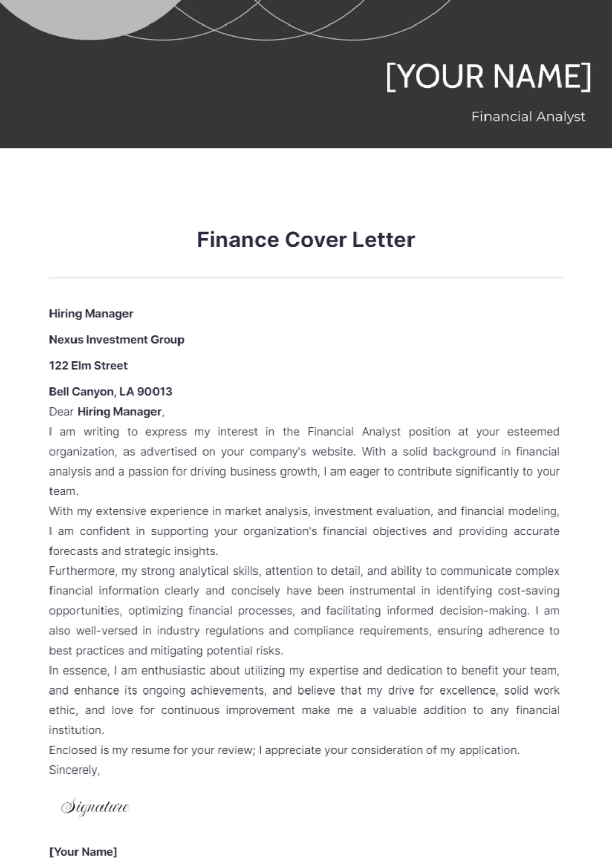 42961 finance cover letter example 2