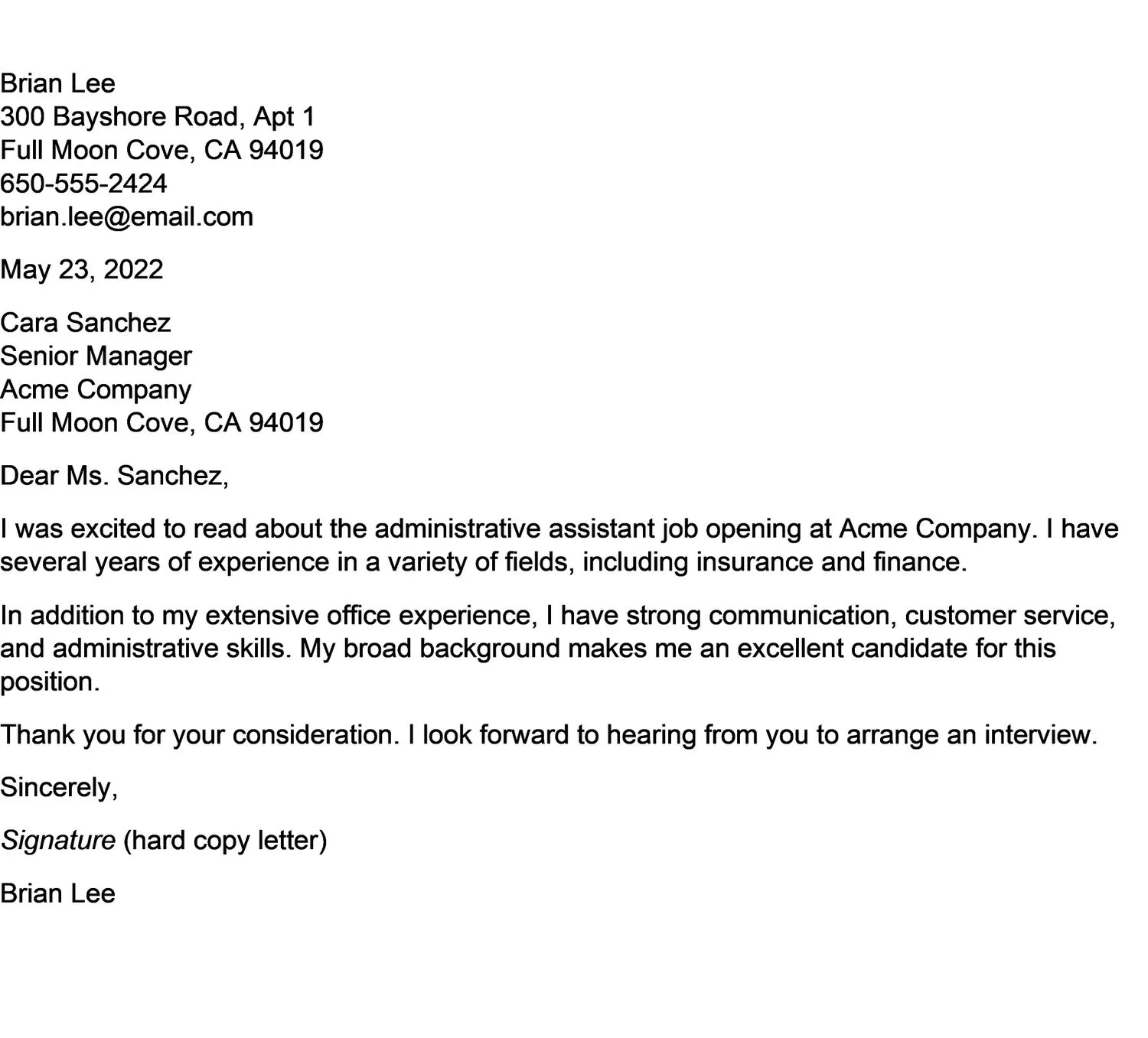 42975 admin assistant cover letter skills