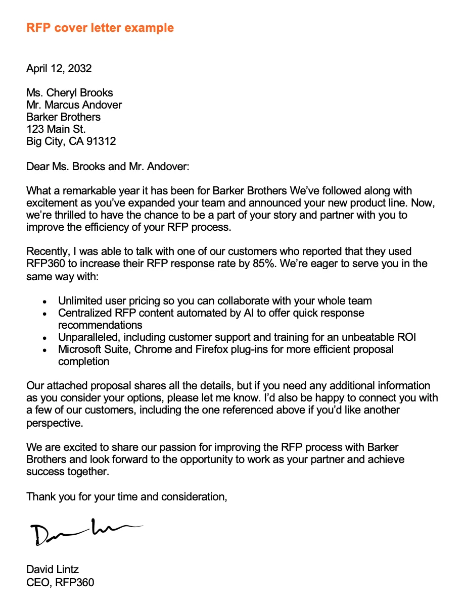 42982 rfp cover letter purpose