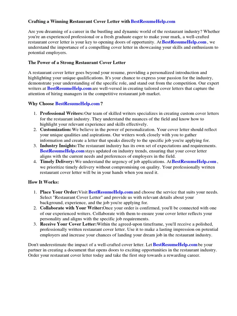 42993 restaurant host cover letter header