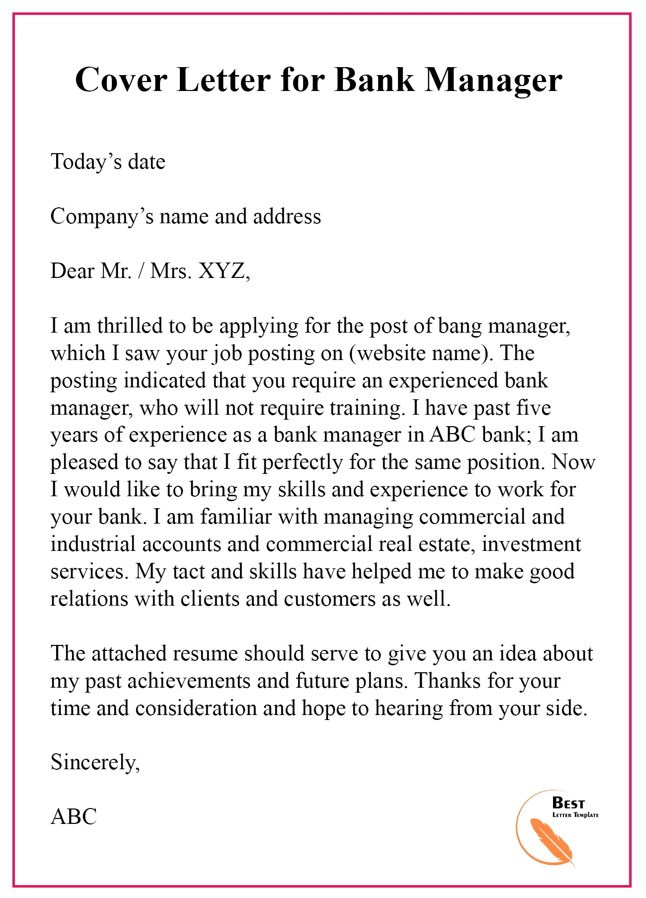 43001 bank teller cover letter