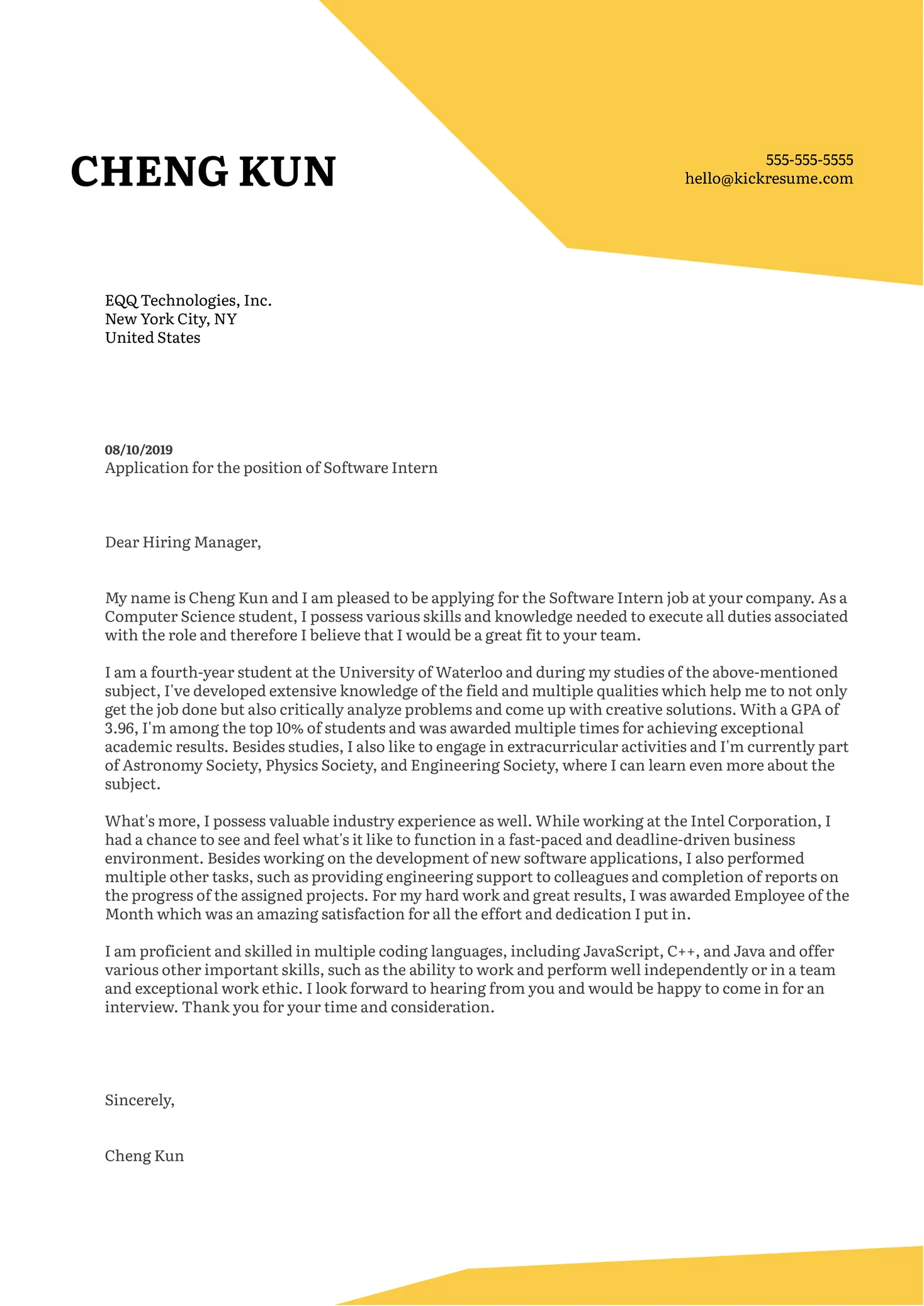 43004 cover letter structure
