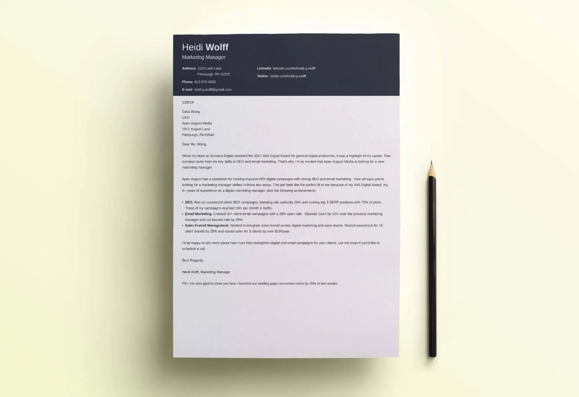 43006 cover letter formatting design