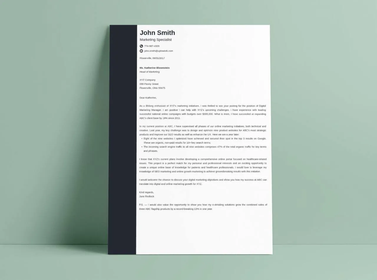 43006 cover letter quantify achievements