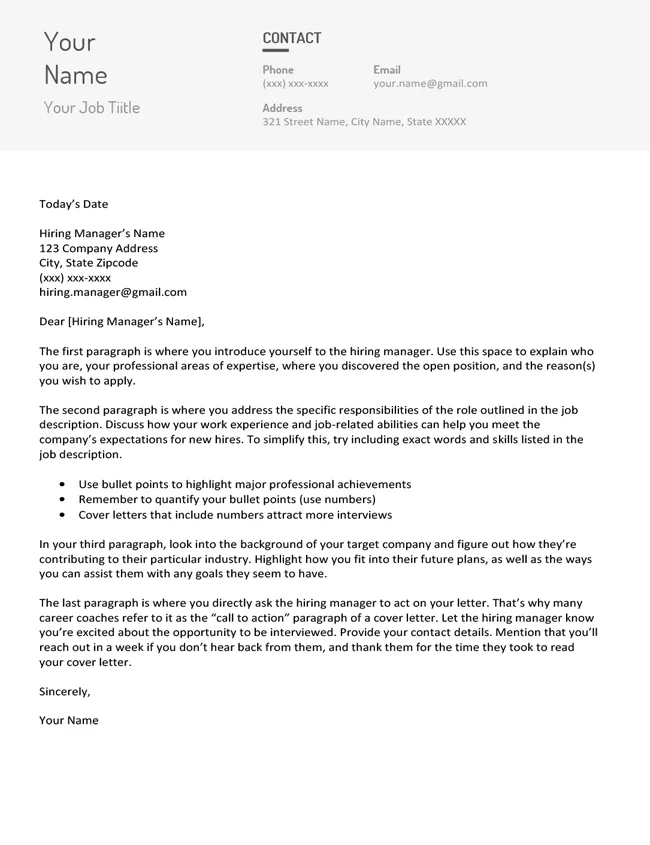 43006 value proposition cover letter