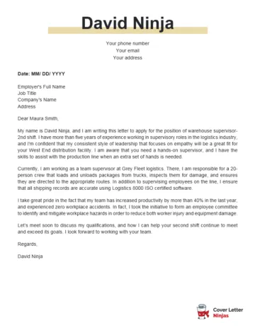 43027 supervisor cover letter formatting