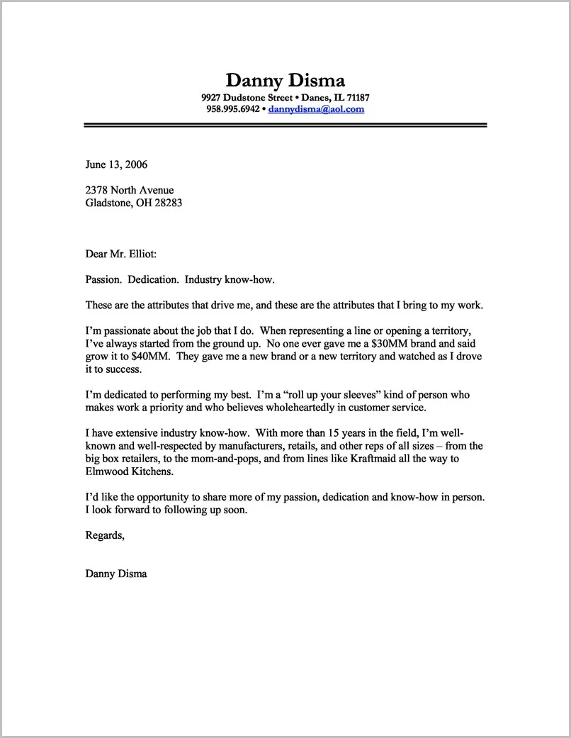 43030 cover letter components details