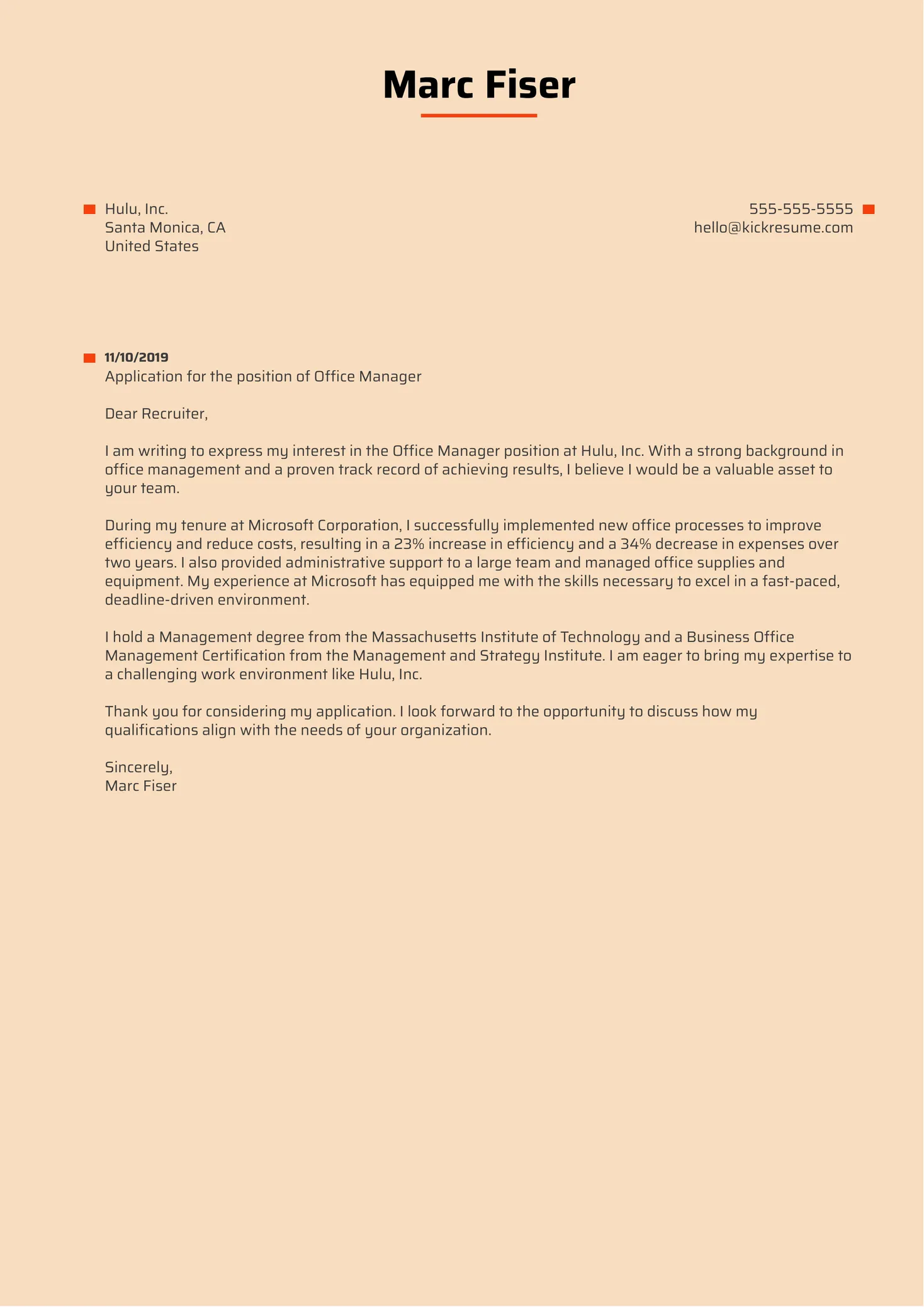 43045 office manager job cover letter achievements