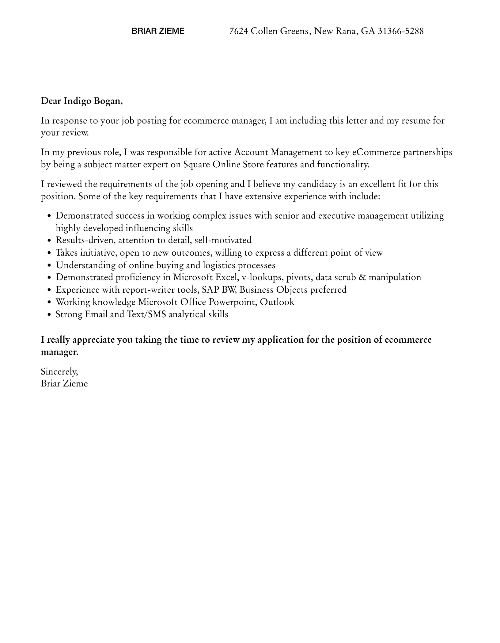 43048 ecommerce manager cover letter achievements