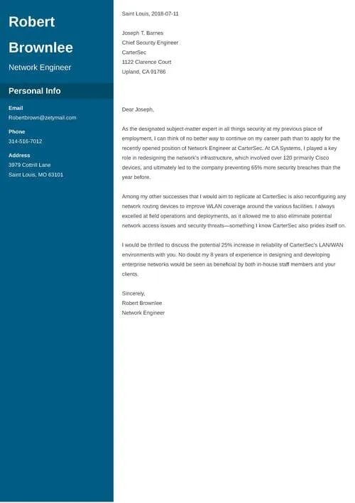 43049 network engineer cover letter design