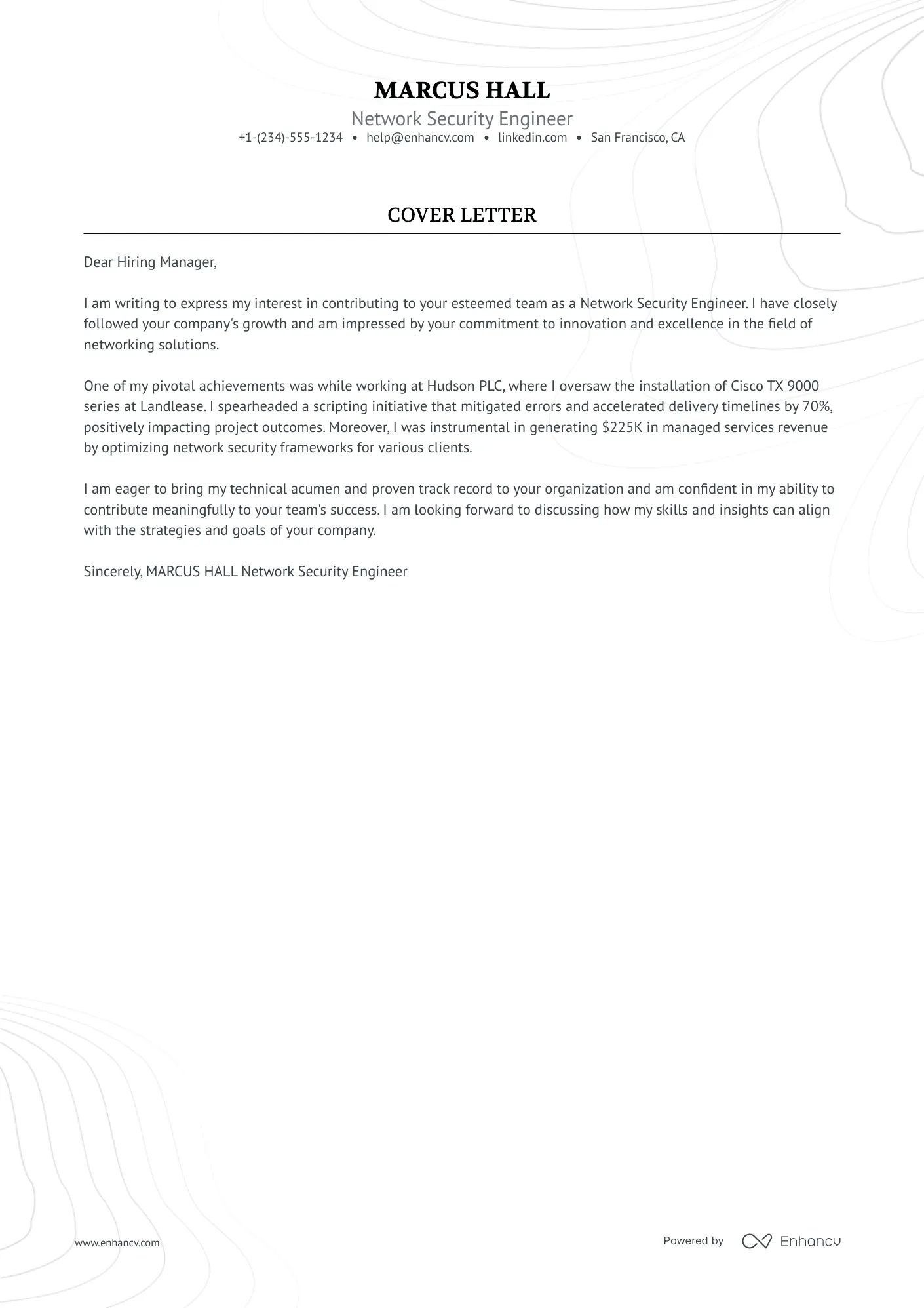43049 network engineer cover letter template
