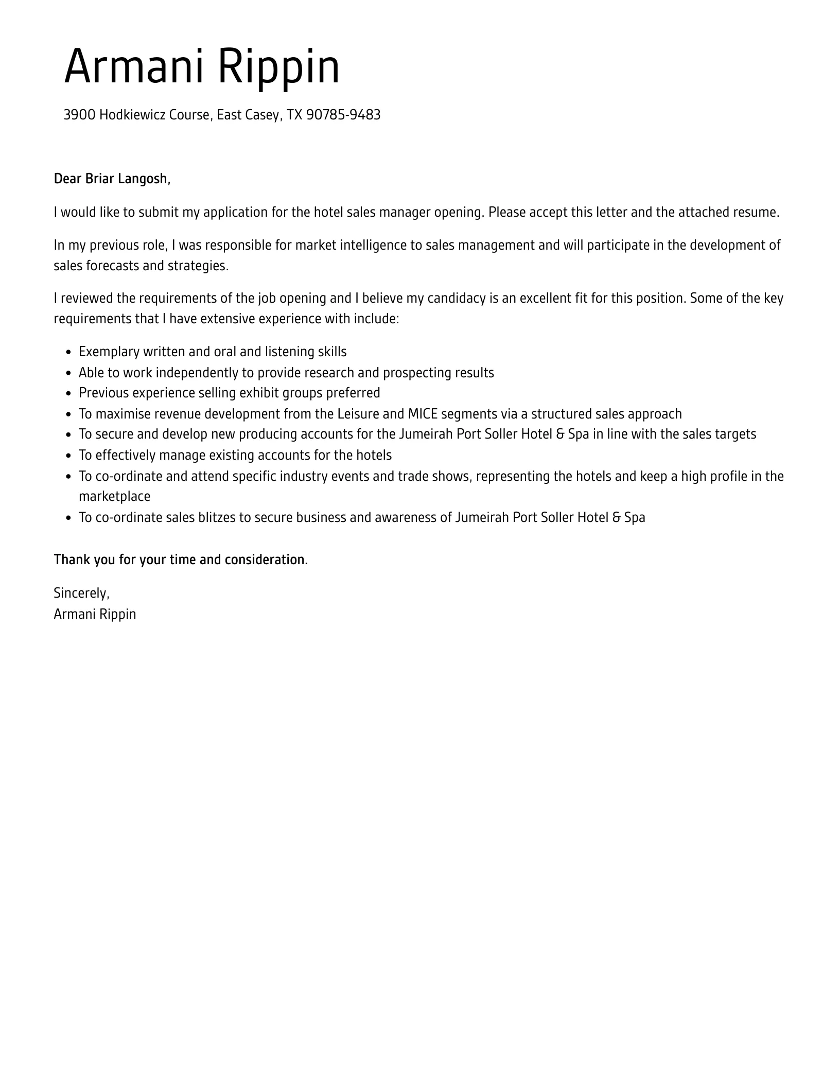 43078 hotel sales experience