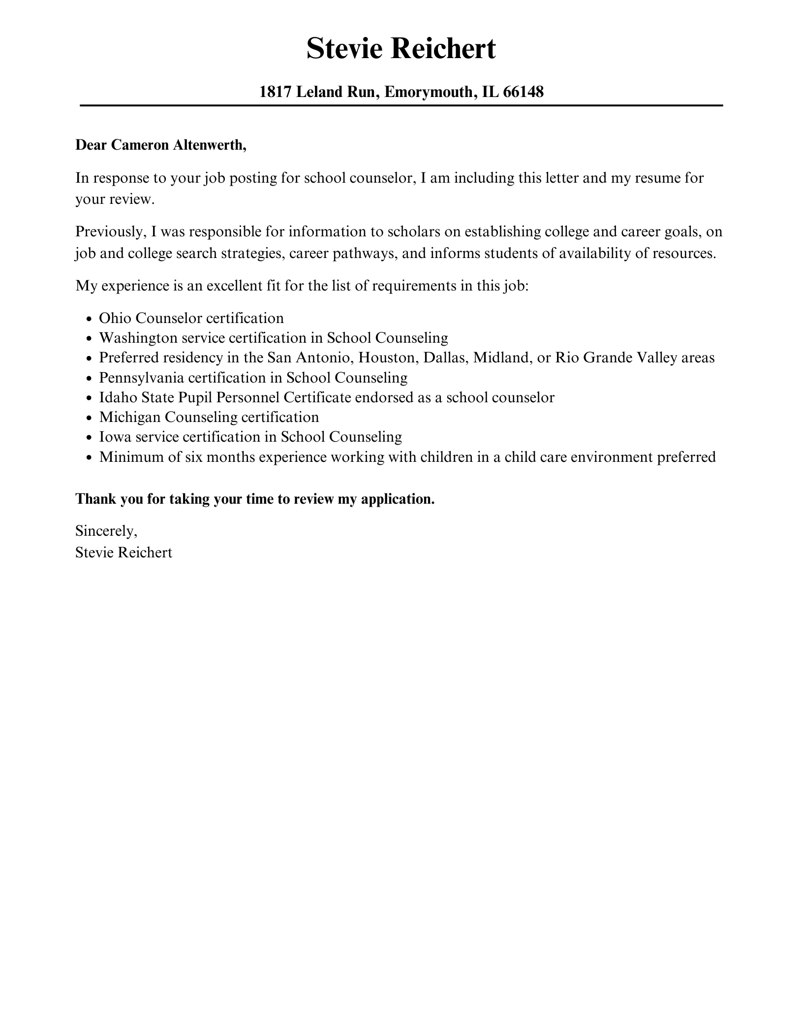 43088 achievements cover letter