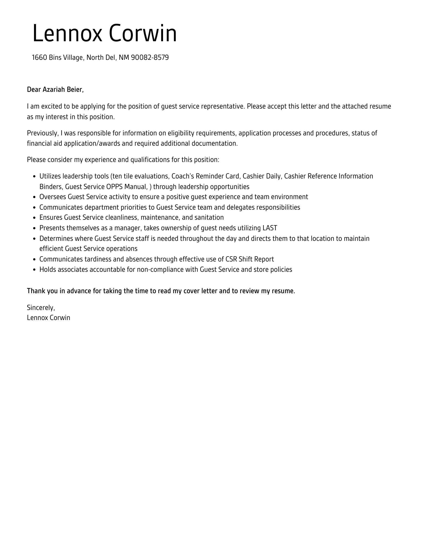 43100 guest service cover letter image6