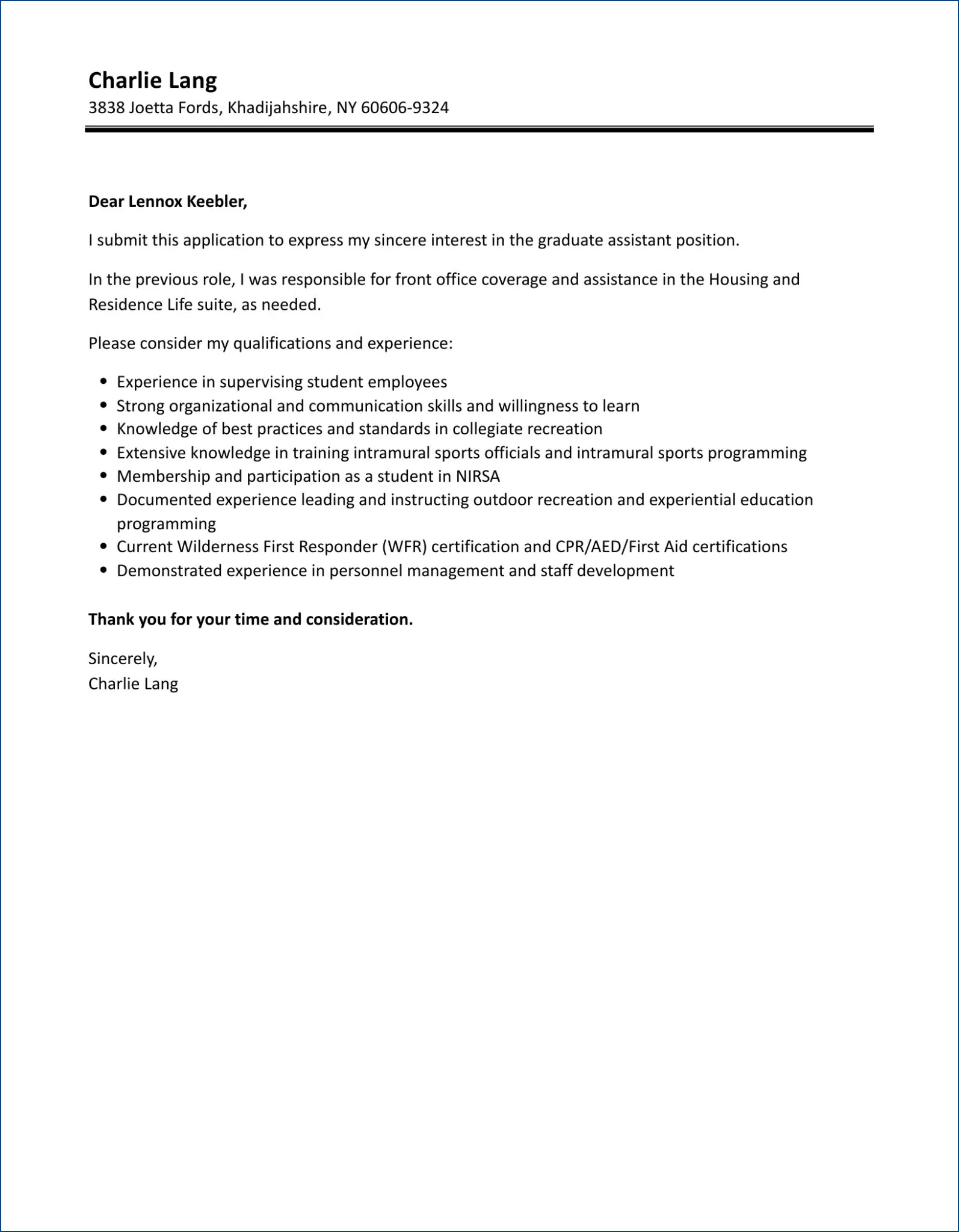 43111 cover letter formatting