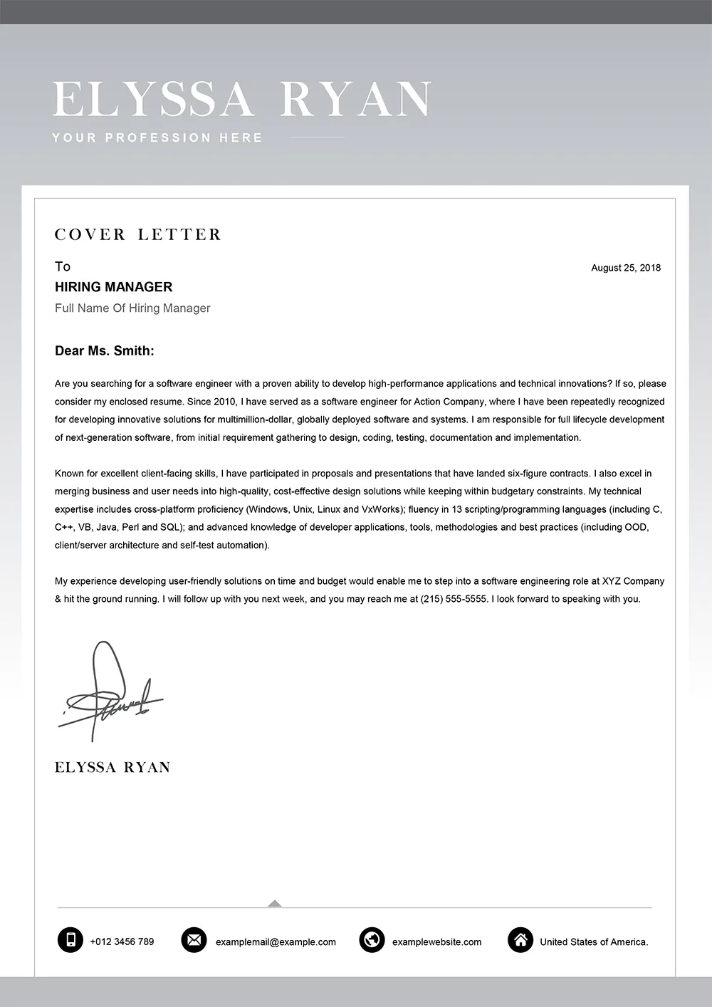43119 cover letter purpose