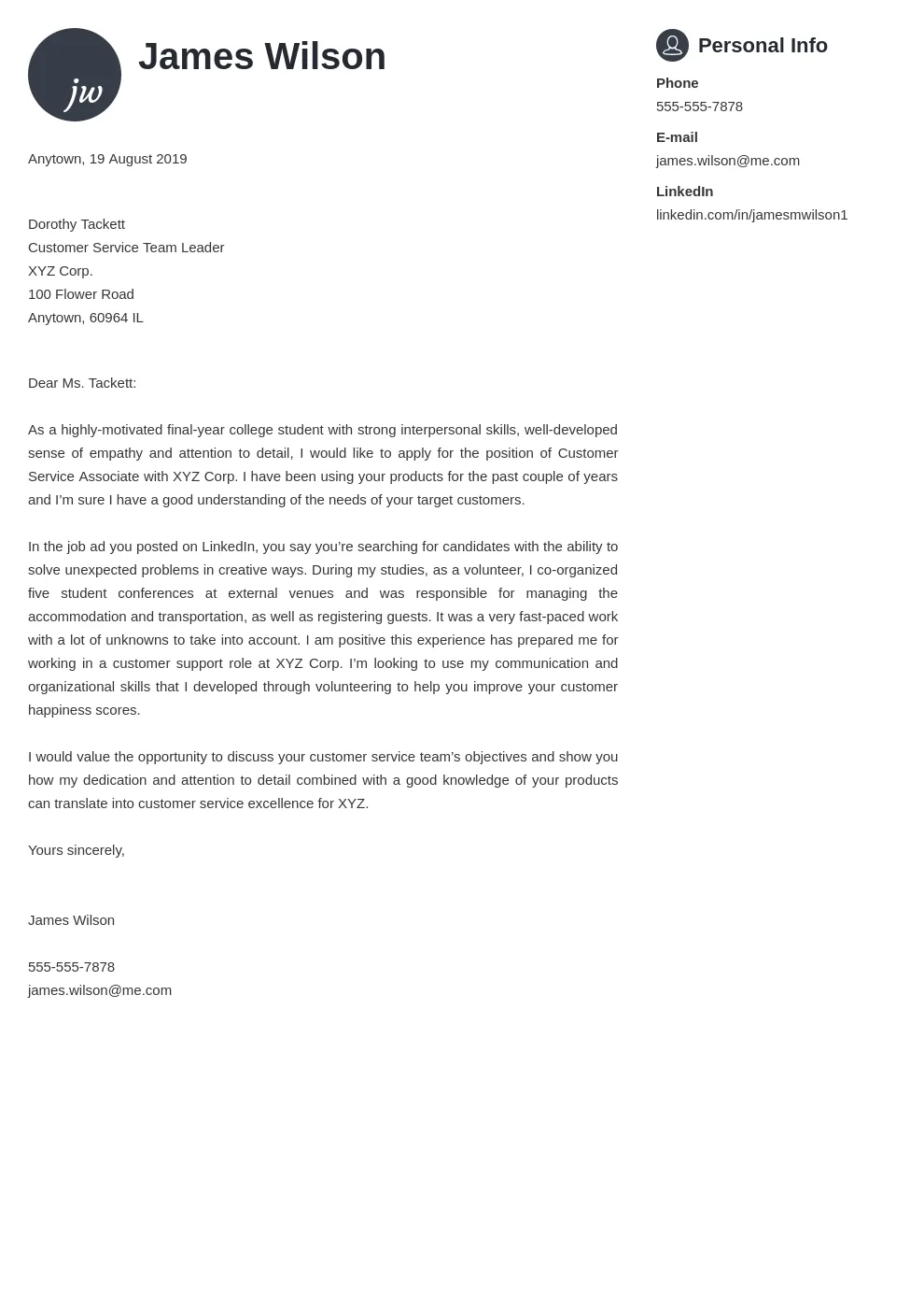 43139 quantifying achievements cover letter