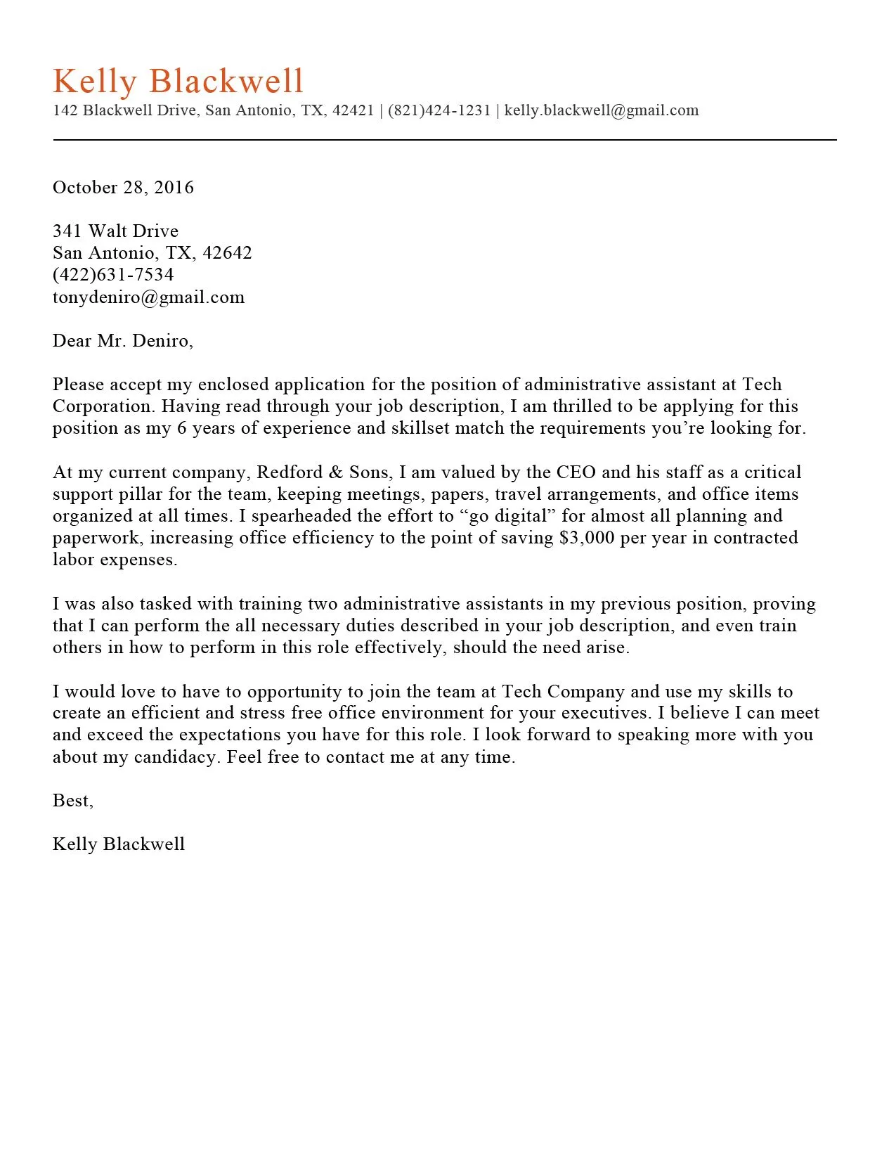 43142 cover letter formatting