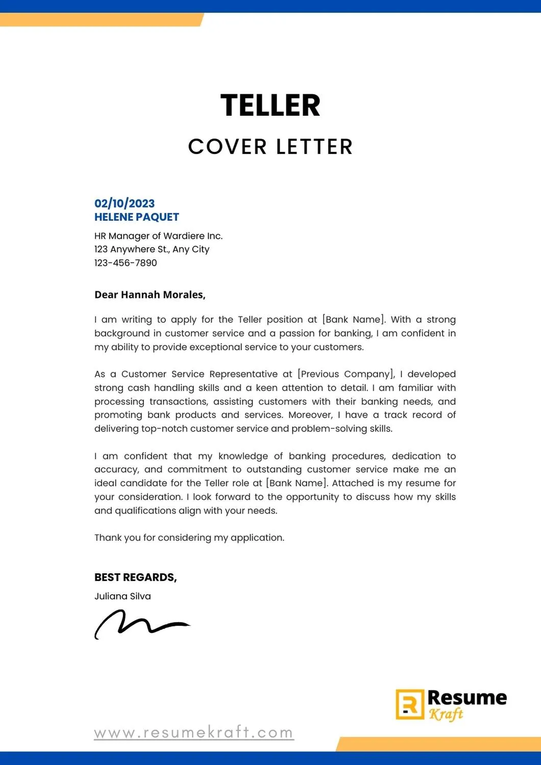 43152 cover letter formatting