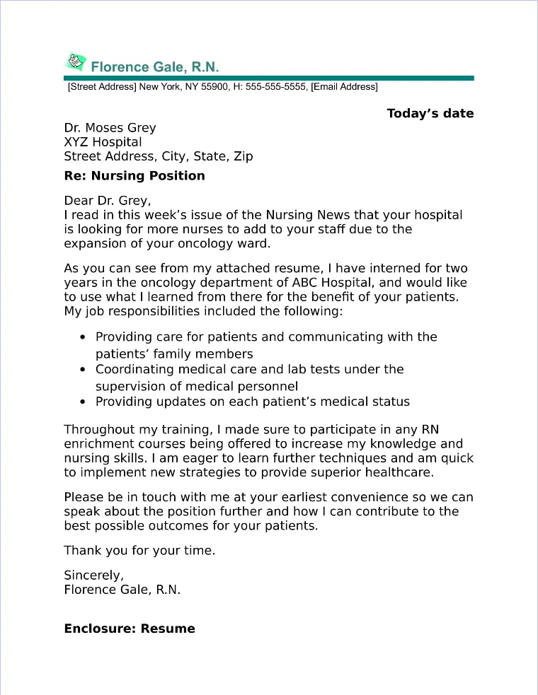 43153 graduate nurse cover letter