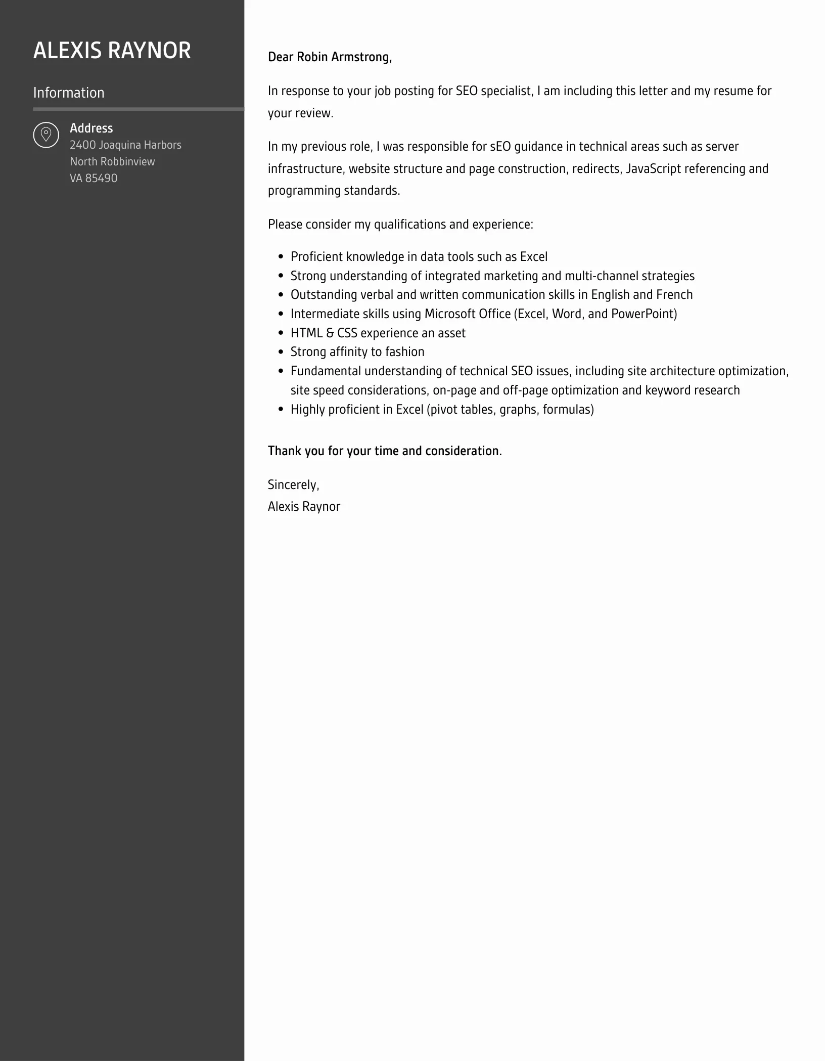 43156 tailoring cover letter job