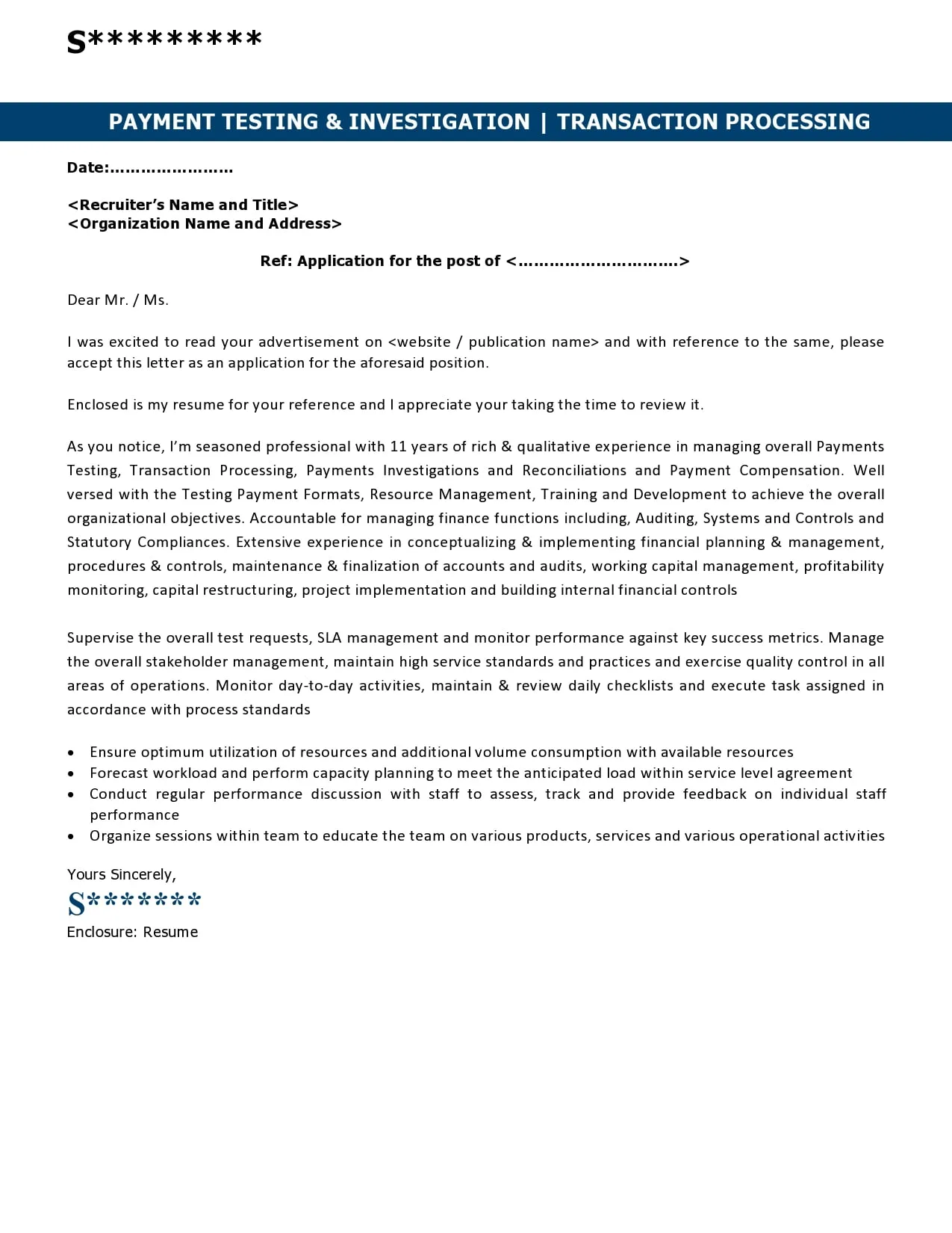 43160 tailor cover letter