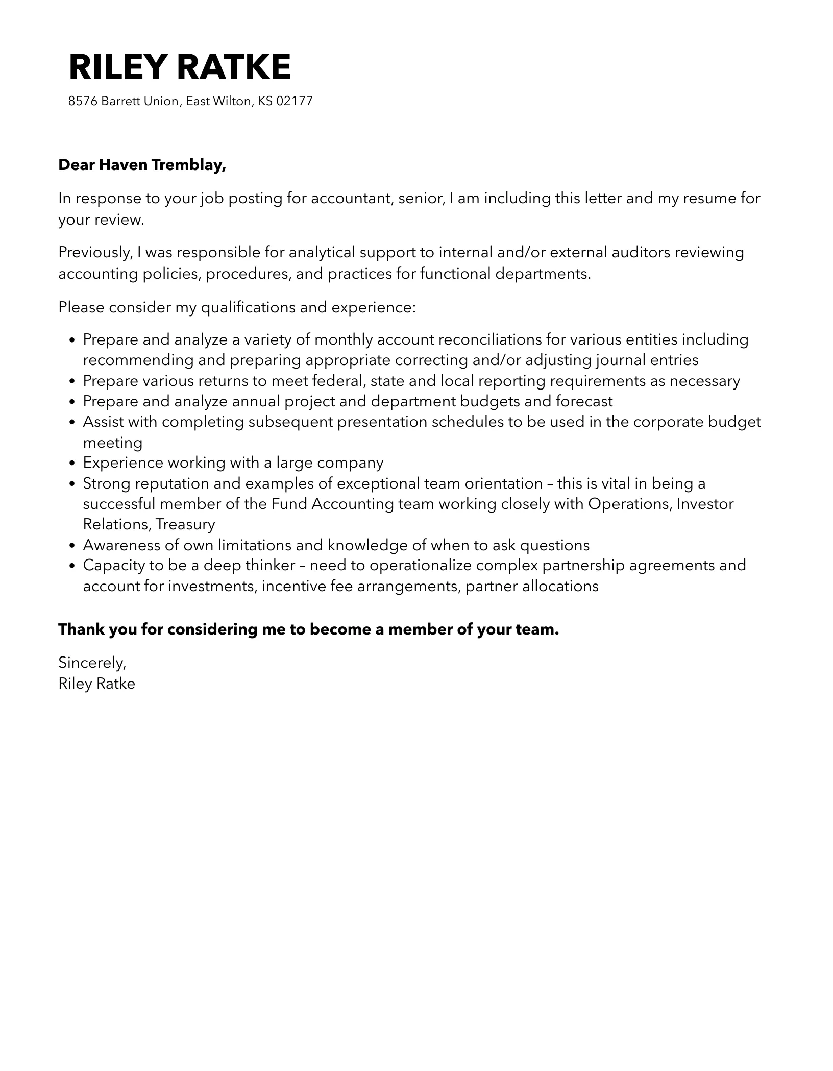 43164 cover letter formatting